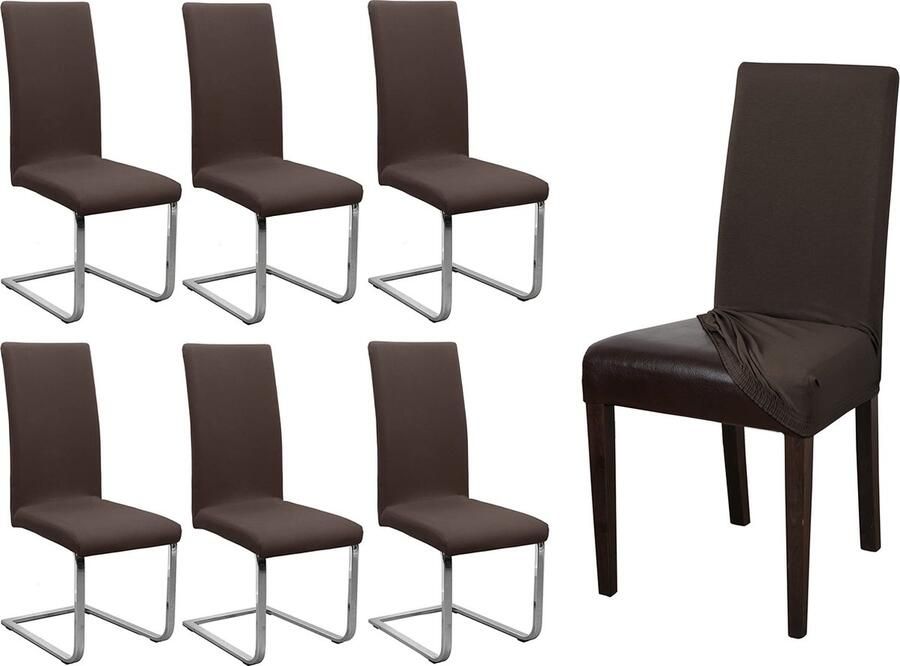 La'Moussawi Zesdelige Set Elastische Stoelhoezen voor Optimale Stoelbescherming en Stijlvolle Verfraaiing