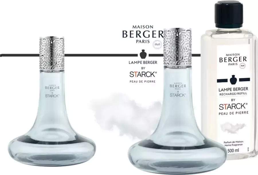 Lampe berger Giftset Starck Grise + Peau de Pierre 500 ml Geur Lamp Geurbrander Huisparfum Draadloos