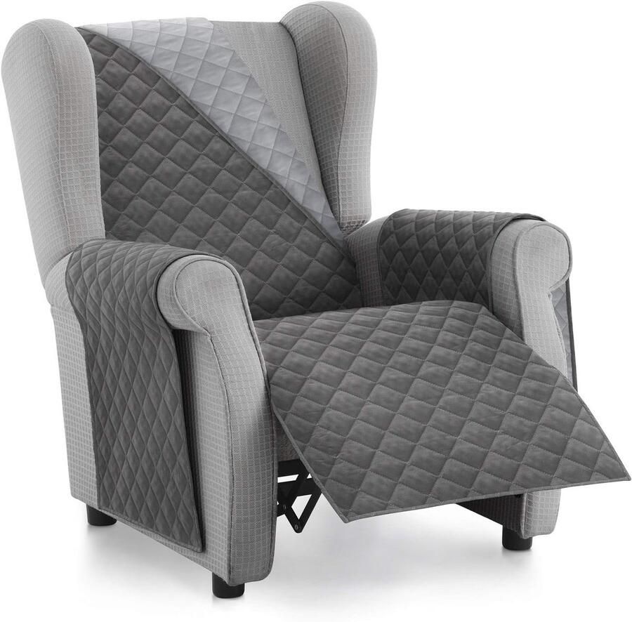 Lanogr Omkeerbare bankhoes beschermer voor gewatteerde banken hoes met armleuningen en zak.(1-zits donkergrijs)