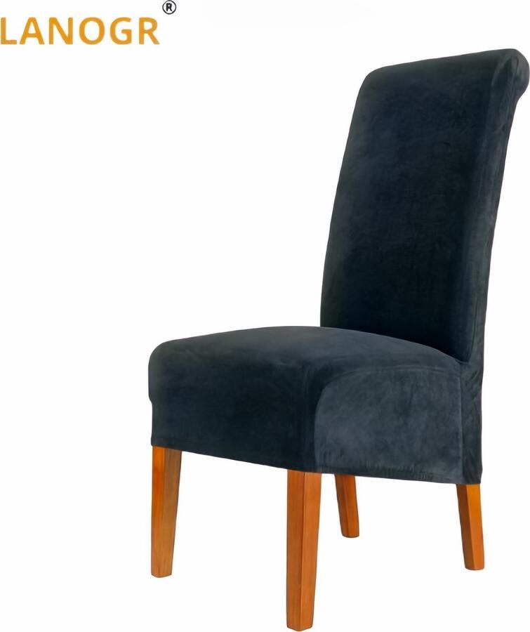 Lanogr Premium Set van 6 Fluwelen Stretch Stoelhoezen XL Wasbare Verwijderbare Eetstoelhoezen Perfect voor Eetkamerstoelen Hoge Rugstoelen Thuis Restaurant en Hotel Decor Luxe zwarte Stoelhoezen voor een Stijlvolle Uitstraling (6 Stuks) - Foto 2