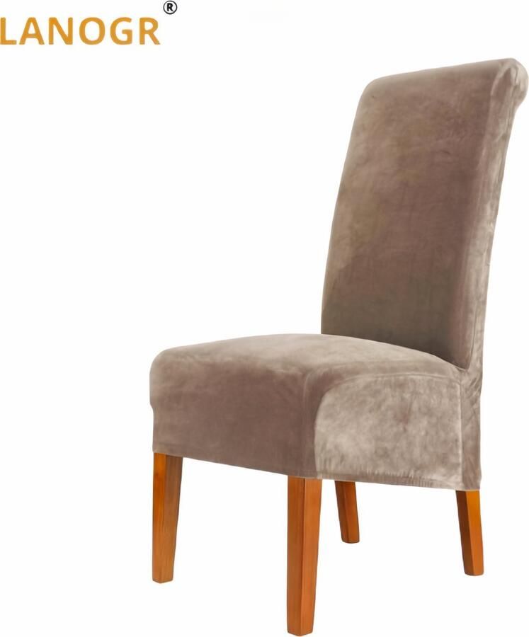 Lanogr Premium Set van 6 Fluwelen Stretch Stoelhoezen XL Wasbare Verwijderbare Eetstoelhoezen Perfect voor Eetkamerstoelen Hoge Rugstoelen Thuis Restaurant en Hotel Decor Luxe kameel Stoelhoezen voor een Stijlvolle Uitstraling (6 Stuks)