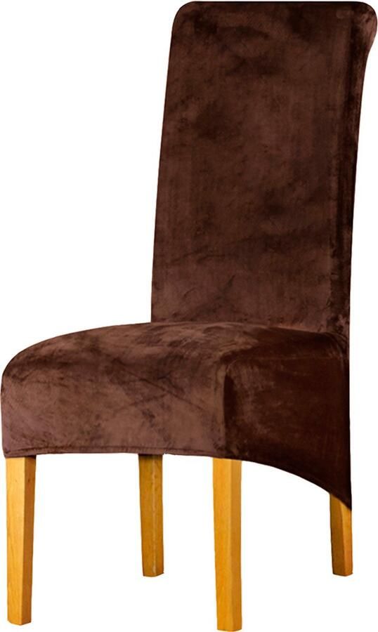 Lanogr Stoelhoezen eetkamerstoelen Fluwelen Stretch Stoelhoezen XL Wasbare Verwijderbare Eetstoelhoezen Hoge Rugstoelen Thuis Restaurant en Hotel Decor Luxe Donkerbruine Stoelhoezen voor een Stijlvolle Uitstraling (6 Stuks