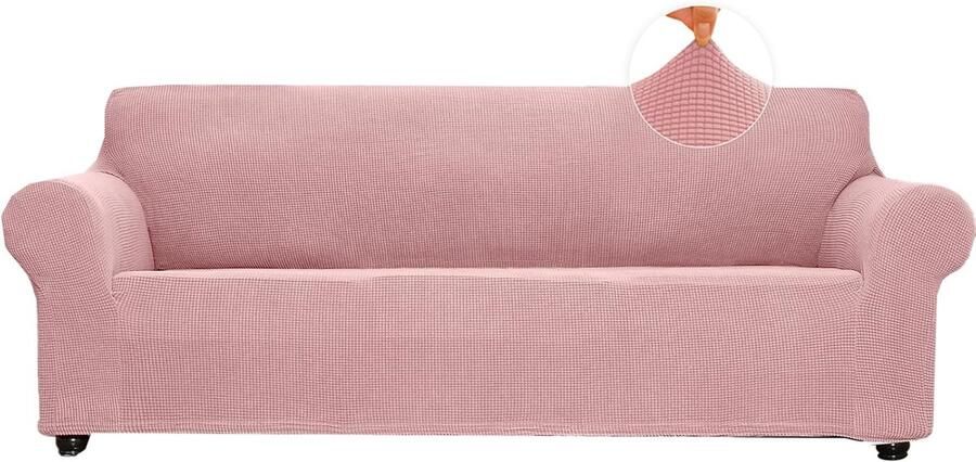 Lanogr Stretch Sofa Hoes Loveseat Hoezen voor 2 Kussenbanken Zachte Bankhoes Meubelbeschermer Jacquard Stof Kleine Ruiten met Elastische Bodem voor Kinderen Huisdieren (Roze Medium)