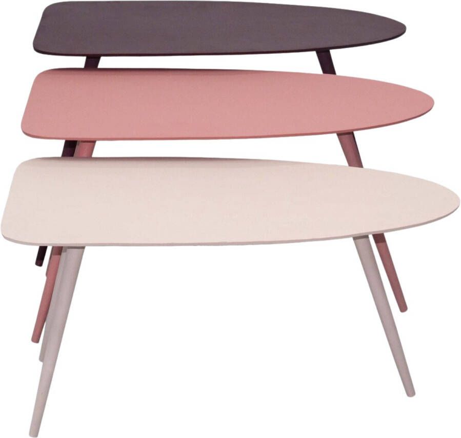 Lanterfant Tafel Yara Licht Roze-Roze-Aubergine set van 3