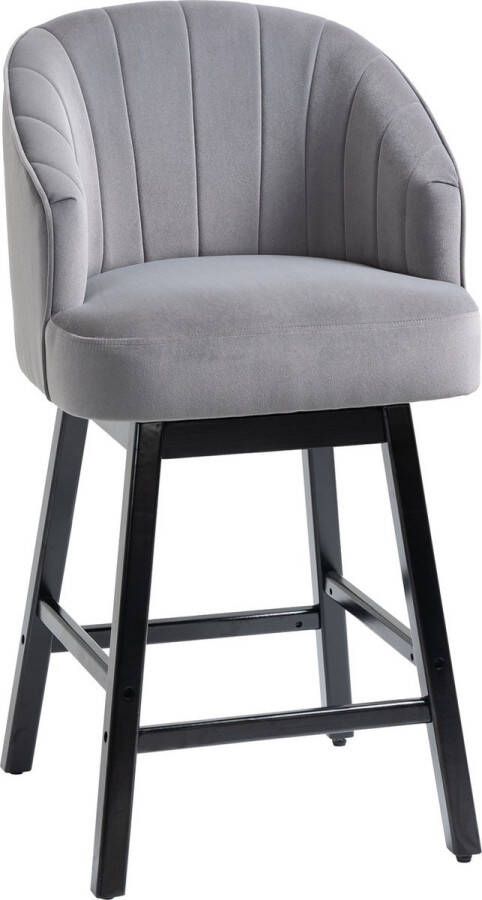 Laodikya Home Bureaustoel met Voetensteun Draaibar Kruk Barkruk Fluweel Donkergrijs 60 x 60 x 112 cm