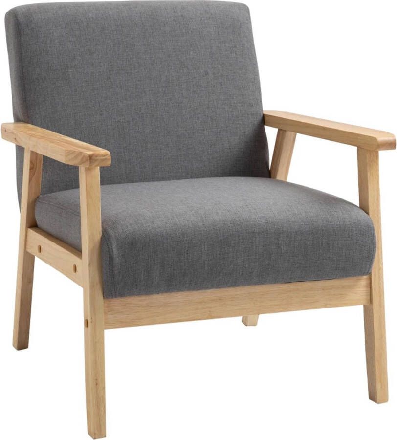 Laodikya Home Draag stoel Lounge Stoel met armleuningen Eetkamerstoel Ontspanningsfauteuil Fauteuil Massief houten frame grijs 64 x 70 x 72 cm