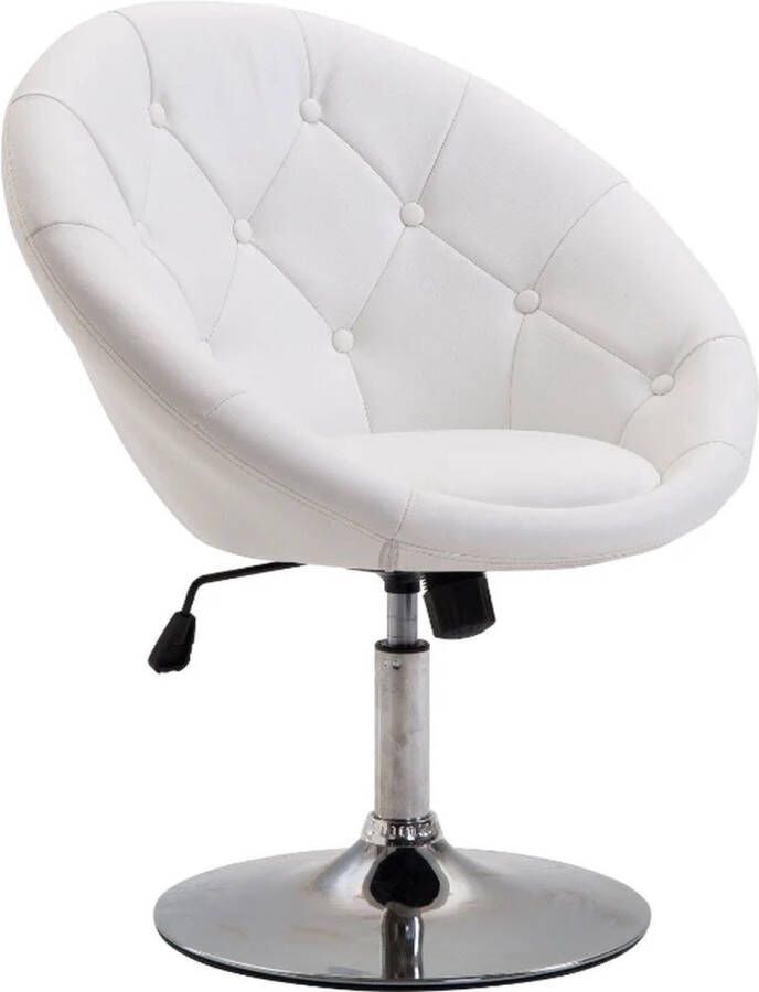 Laodikya Home -Draaikruk Kantoorstoel Werkkruk Bureaustoel Verchroomd Draaistoel in hoogte verstelbaar Wit