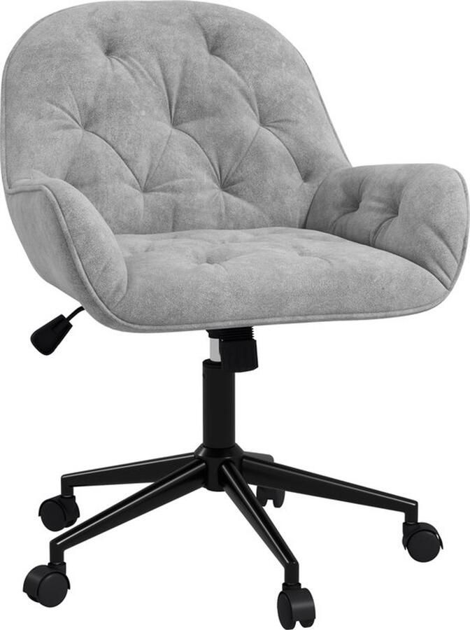 Laodikya Home Draaistoel In Hoogte Verstelbaar Ergonomische Werkstoel Met Fluwelen Look In Lichtgrijs Voor Woonkamer & Kantoor