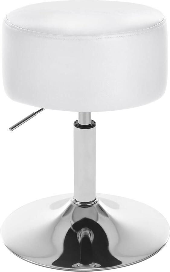 1 Barkruk Barstoel in Kunstleer kantoor kruk 360 °draaibaar en Verstelbare Wit BH14ws-1