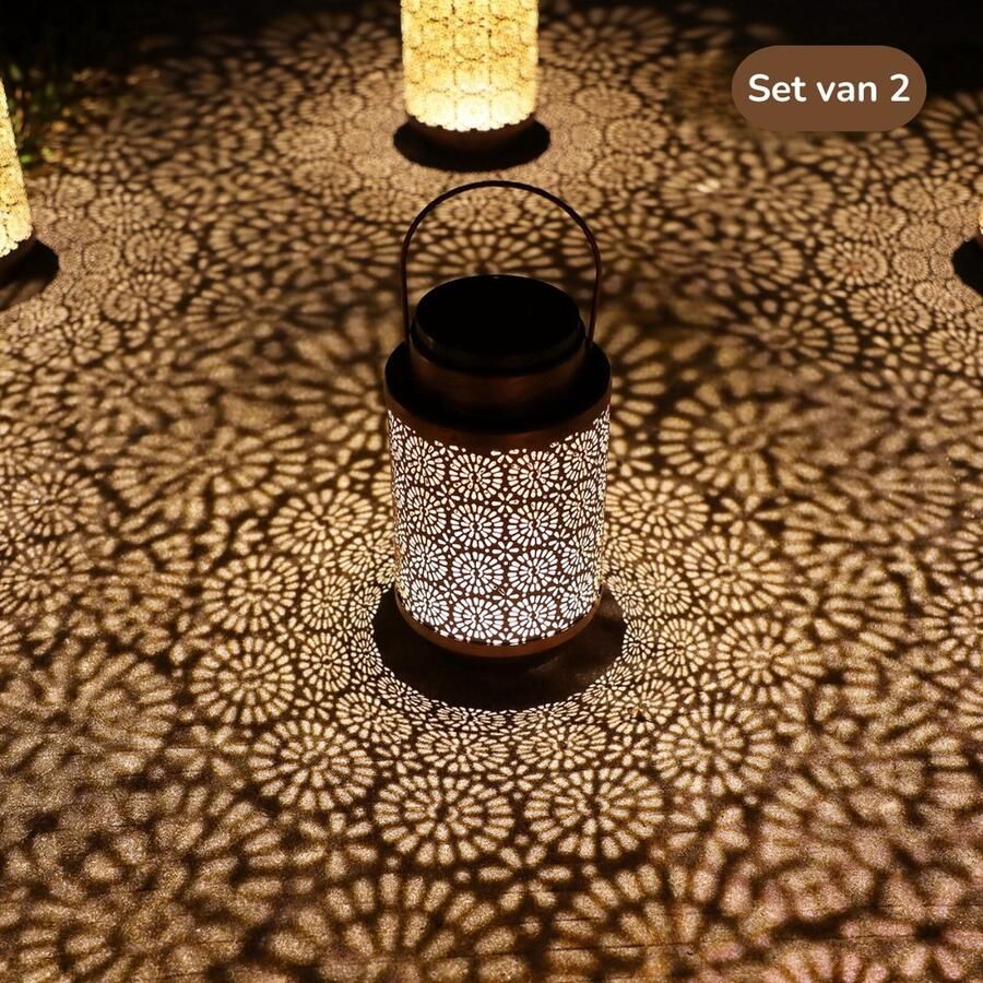 Lardic Home & Life Lardic Solar Tuinlamp 2 stuks – Solar Tuinverlichting op zonne energie Brons kleurig metaal – Tafellamp Buitenlamp – Led buitenverlichting met sensor Tuinfontein Tuinfakkel Tuinsteker Tuinlantaarn Sfeerverlichting Voor buiten