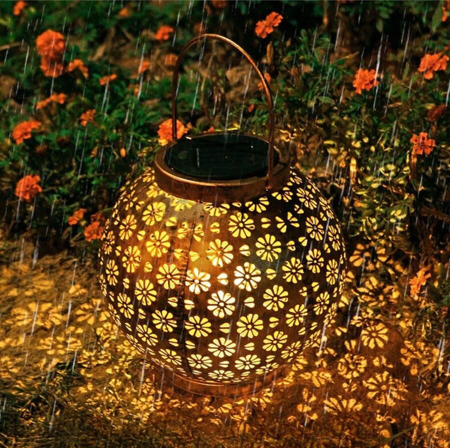 Lardic Home & Life Lardic Solar Tuinlamp – Brons kleurig metaal – Tuinverlichting op zonneenergie buiten – Led buitenverlichting met sensor Tuinfontein Tuinfakkel Tuinlantaarn Sfeerverlichting Tafellamp