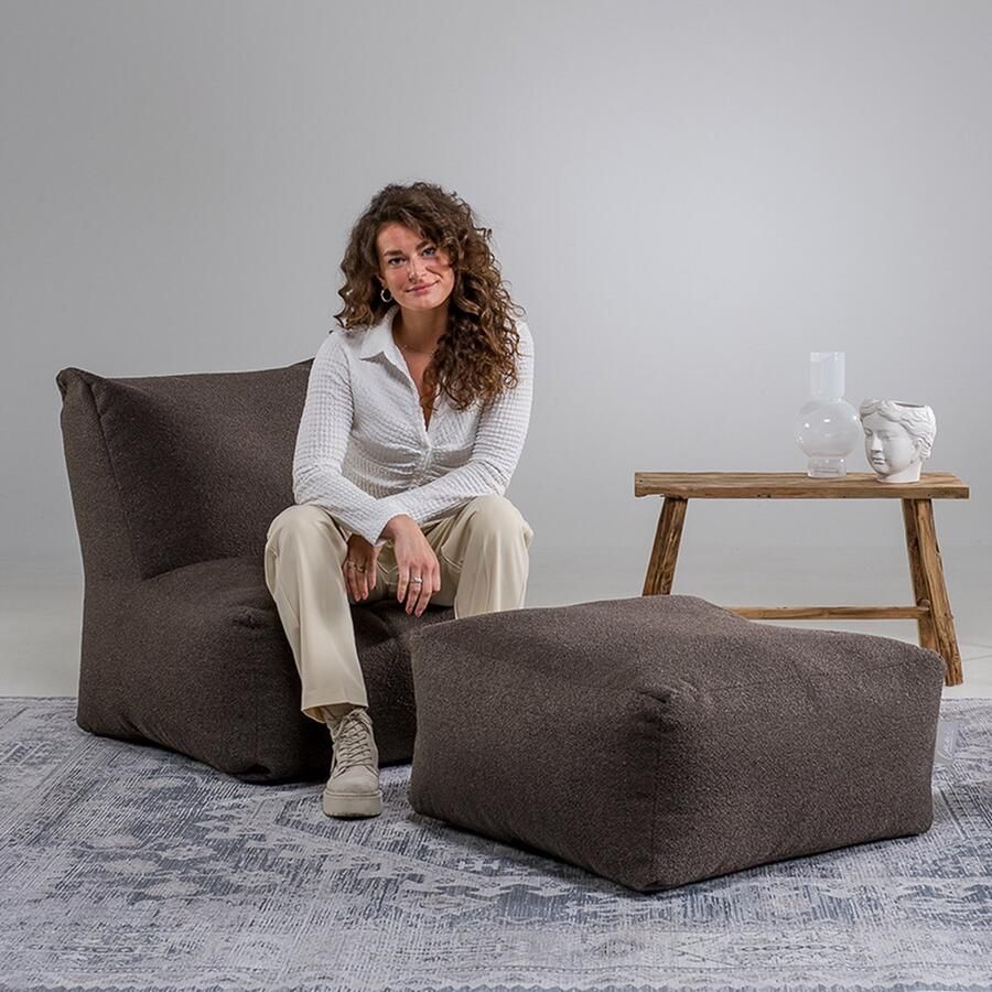 Laui lounge Cloud Vierkante Poef Indoor Dark Brown Donker bruin 68 x 68 x 34 cm