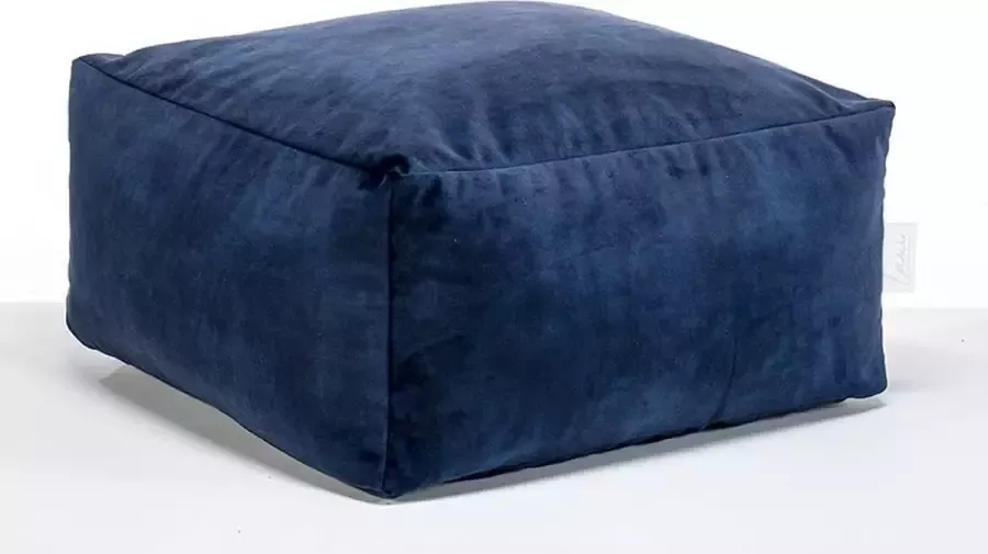 Laui lounge Velvet Vierkante Poef Indoor Indigo Blauw 68 x 68 x 34 cm