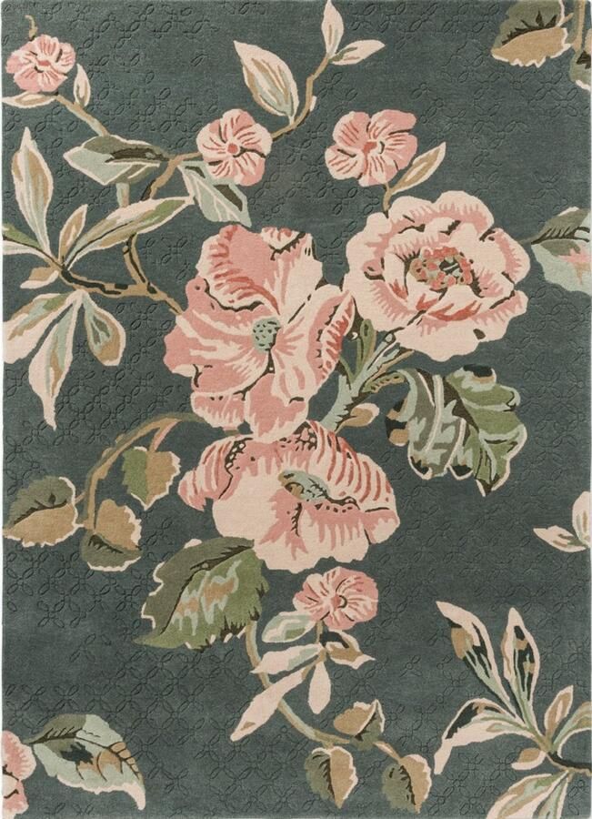 Laura Ashley Aylworth Trail Fern Green Vloerkleed 170 x 240 cm Green Rectangular Wool Bedroom Living room Dining room Floral Modern