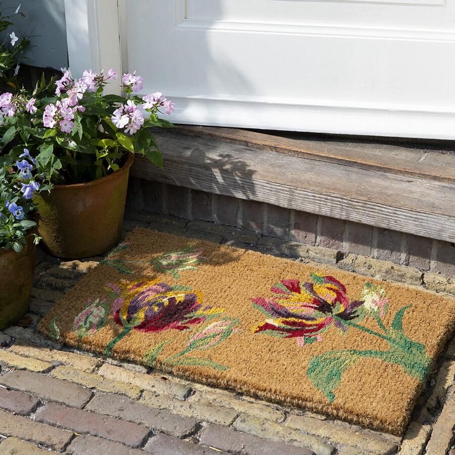 Laura Ashley Doormat Gosford Cranberry 81310 Vloerkleed 40 x 70 cm Rood Cocos Terrace Bloemen Buitentapijten