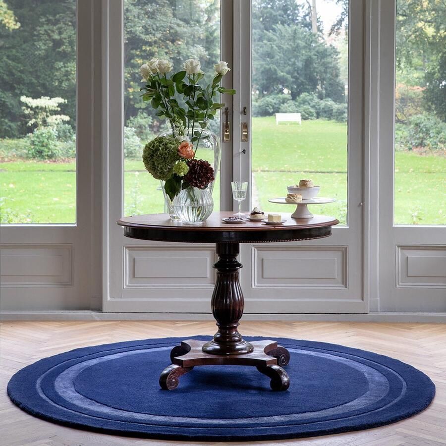 Laura Ashley Redbrook Midnight 81808 Vloerkleed 200 x 280 cm Blue Rectangular Round Wool Dining room Living room Plain Modern