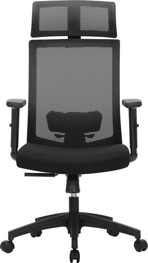 LAUWG Bureaustoel met netbespanning verstelbare lendensteun hoofdsteun en armleuningen vergrendelbare hellingshoek tot 120° zwart 6660 (97-105 5) cm