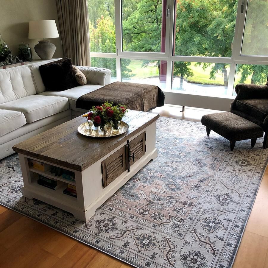 Lavandoux Vloerkleed Tapijt Vintage Isfahan Grijs beige 160x230 cm