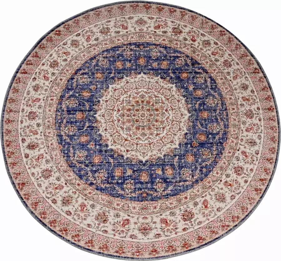 Lavandoux Vloerkleed Tapijt Vintage Berrechid Grijs Blauw Rond Ø160 cm - Foto 2