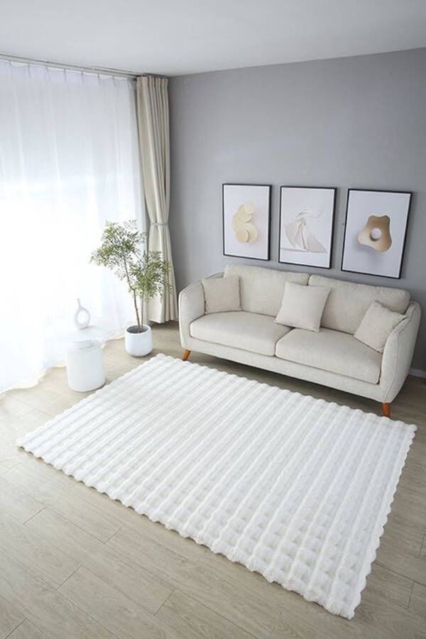 Lavella Fluffy Tapijt Golven 160x230 cm Creme Nieuw Ontwerp EXTRA Zacht Vloerkleed Tapijten Woonkamer Slaapkamer Kerstcadeau