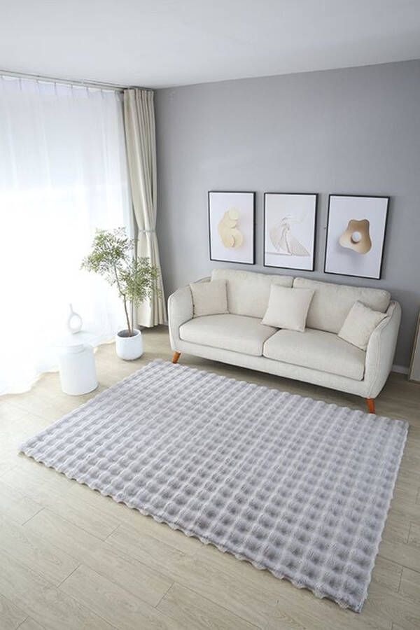 Lavella Fluffy Tapijt Golven 160x230 cm Lichtgrijs Nieuw Ontwerp EXTRA Zacht Vloerkleed Tapijten Woonkamer Slaapkamer Kerstcadeau