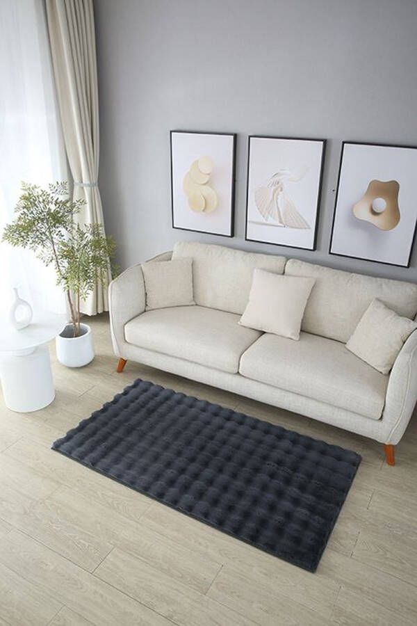 Lavella Fluffy Tapijt Golven 80x150 cm Donker Grijs Nieuw Ontwerp EXTRA Zacht Vloerkleed Tapijten Woonkamer Slaapkamer Kerstcadeau