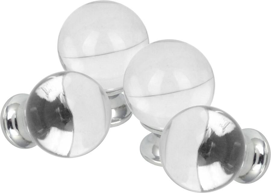 Lavita Domino Meubelknop CRYSTAL D30mm M6 – WIT 4 stuk Hoge Kwaliteit Kastknop Deurknop Deurknoppen voor kasten Deurknopjes Meubelknoppen Keukenkast Grepen Ladeknop Ladegreep Kastgrepen