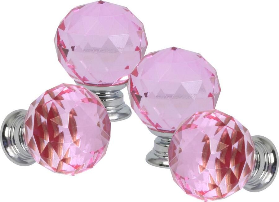 Lavita Domino Meubelknop CRYSTAL PALACE C30mm M6 – ROZE 4 stuk Hoge Kwaliteit Kastknop Deurknop Deurknoppen voor kasten Deurknopjes Meubelknoppen Keukenkast Grepen Ladeknop Ladegreep Kastgrepen