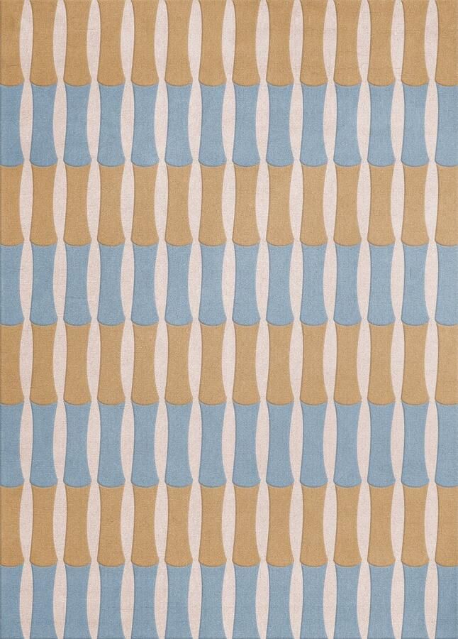 Layered Alice Crawley Bamboo Forrest Blue Vloerkleed 250 x 350 cm Blue Rectangular Wool Bedroom Living room Dining room Stripes Modern
