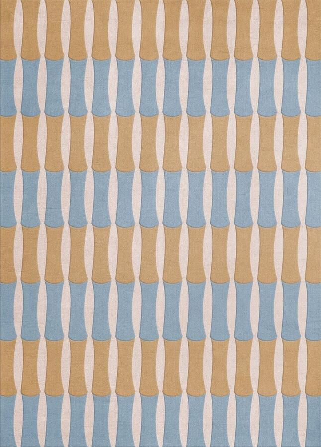 Layered Alice Crawley Bamboo Forrest Blue Vloerkleed 300 x 400 cm Blue Rectangular Wool Bedroom Living room Dining room Stripes Modern
