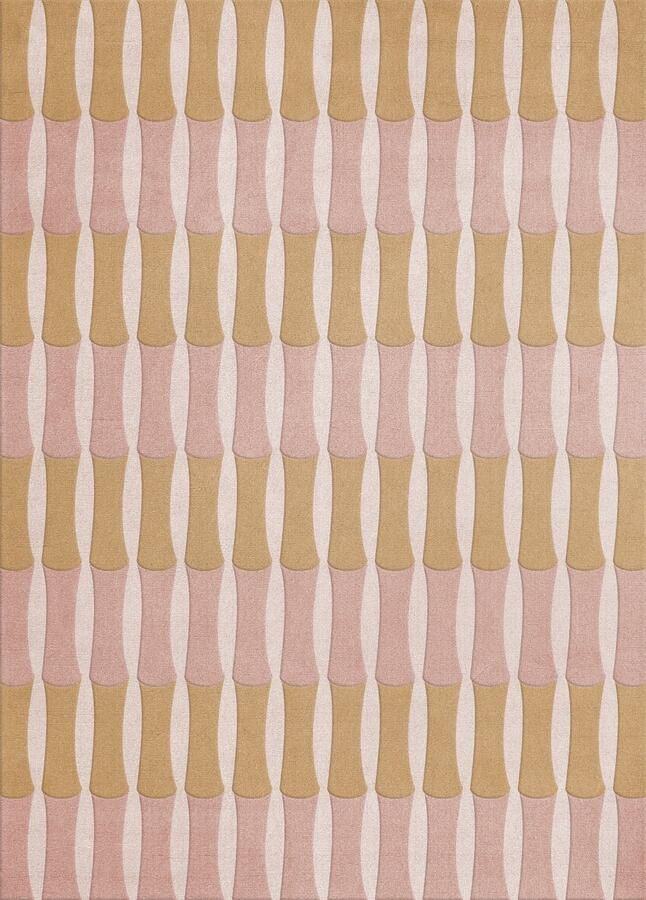 Layered Alice Crawley Bamboo Forrest Rose Vloerkleed 180 x 270 cm Pink Rectangular Wool Bedroom Living room Dining room Stripes Modern