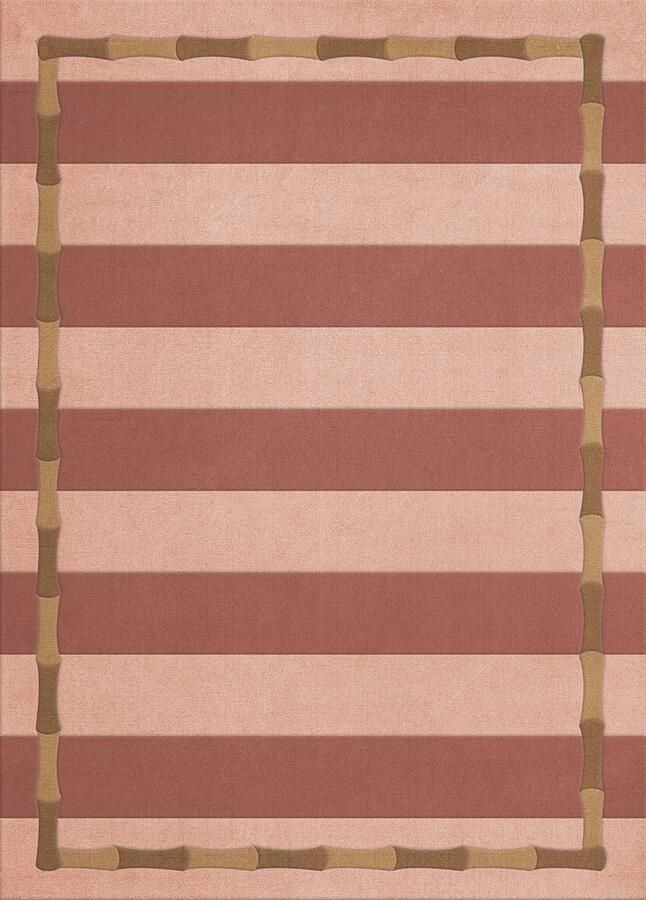 Layered Alice Crawley Bamboo Stripe Terracotta Vloerkleed 250 x 350 cm Red Pink Rectangular Wool Bedroom Living room Dining room Stripes Modern