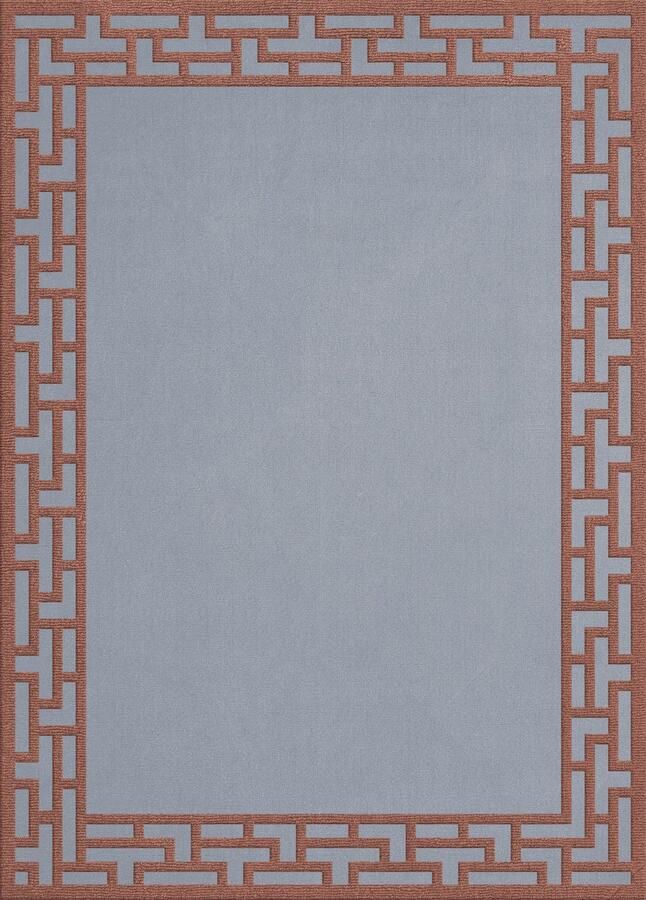 Layered Alice Crawley Indocine Blue Rust Vloerkleed 200 x 300 cm Blue Rectangular Wool Bedroom Living room Dining room Stripes Modern