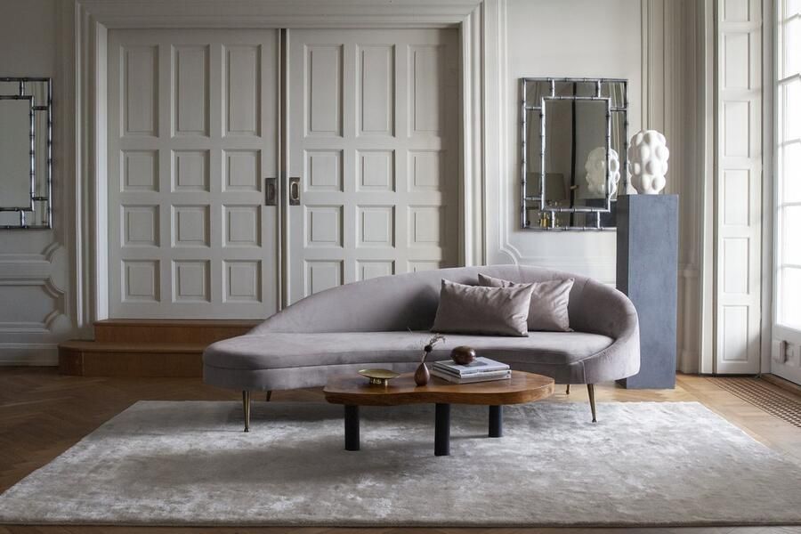 Layered Artisan Plain Bone White Vloerkleed 250 x 350 cm White Ivory Rectangular Wool Dining room Living room Bedroom Plain Scandinavian Modern