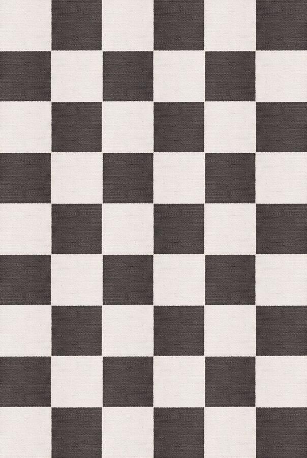 Layered Chess Flatweave Black And White vloerkleed x 350 cm