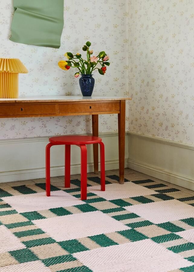 Layered Evelina Kroon Jute Korean Chives Vloerkleed 250 x 350 cm Beige Groen Rectangular Jute Katoen Eetkamer Woonkamer Slaapkamer Geometrisch Retro Modern