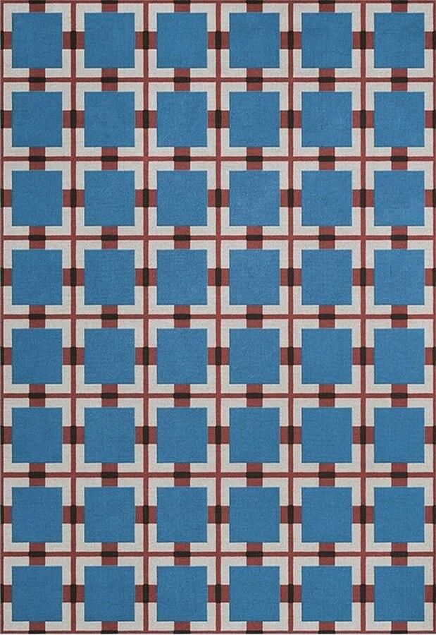 Layered Evelina Kroon Wool Berry Rain Vloerkleed 180 x 270 cm Blauw Rood Rectangular Wol Eetkamer Woonkamer Slaapkamer Geometrisch Retro Modern
