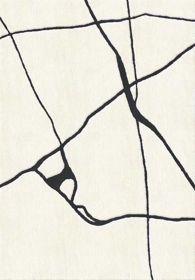 Layered Gotland Gute Black And White Vloerkleed 300 x 400 cm Black & White Rectangular Wool Dining room Living room Bedroom Abstract Design Modern