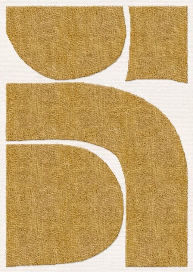 Layered Gotland Rauk Sunflower Yellow Vloerkleed 300 x 400 cm Yellow White Rectangular Wool Dining room Living room Bedroom Abstract Modern