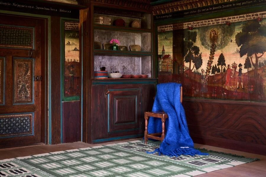 Layered Rollakan Hilma Fern Vloerkleed 180 x 270 cm Green Rectangular Wool Dining Room Living Room Bedroom Ethnic Geometric Modern Bohemian