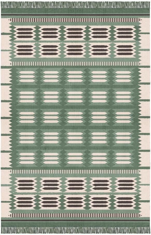 Layered Rollakan Hilma Fern Vloerkleed 200 x 300 cm Green Rectangular Wool Dining Room Living Room Bedroom Ethnic Geometric Modern Bohemian - Foto 2