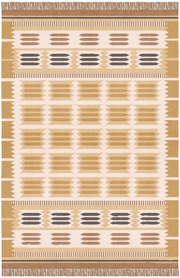 Layered Rollakan Hilma Marigold Vloerkleed 200 x 300 cm Yellow Rectangular Runner Wool Dining Room Living Room Bedroom Ethnic Geometric Modern Bohemian - Foto 2