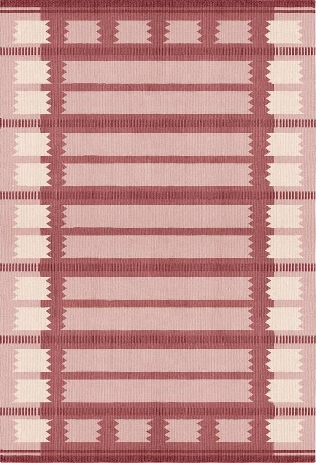Layered Rollakan Iris Rasberry Vloerkleed 140 x 200 cm Red Rectangular Runner Wool Dining Room Living Room Bedroom Ethnic Geometric Modern Bohemian