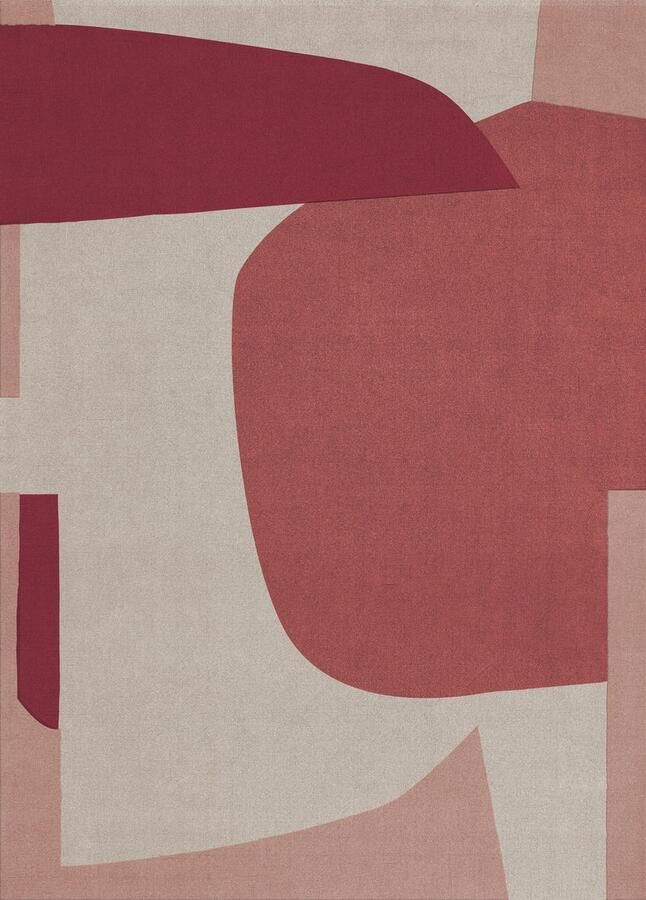 Layered Scandi Cloudberry Red Vloerkleed 300 x 400 cm Red Ivory Rectangular Wool Dining room Living room Bedroom Abstract Design Modern