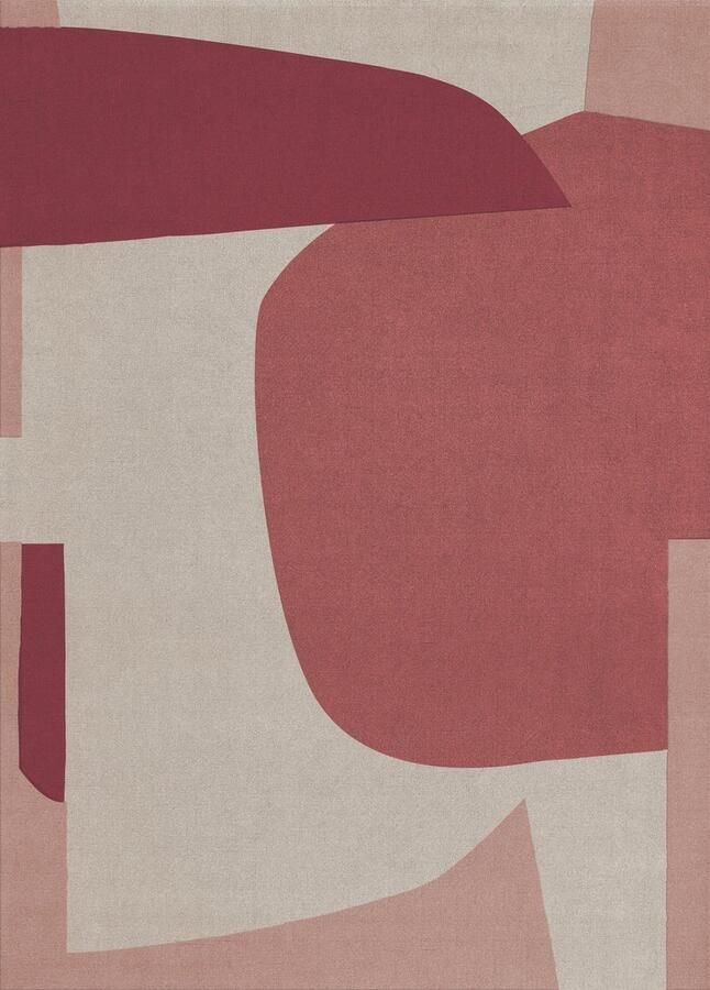 Layered Scandi Cloudberry Red Vloerkleed 250 x 350 cm Red Ivory Rectangular Wool Dining room Living room Bedroom Abstract Design Modern