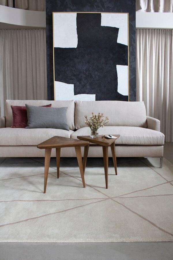 Layered Scandi Frost Beige Vloerkleed 300 x 400 cm Beige Rectangular Wool Dining room Living room Bedroom Abstract Design Modern