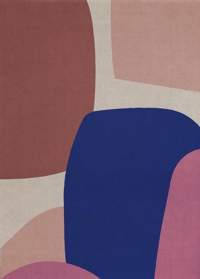 Layered Scandi Lake Blue Vloerkleed 180 x 270 cm Veelkleurigcolor Rectangular Wol Eetkamer Woonkamer Slaapkamer Abstract Eclectisch Modern