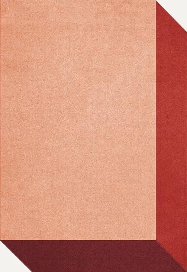 Layered Teklan Box Corals Vloerkleed 300 x 400 cm Roze Rood Rectangular Wol Eetkamer Woonkamer Slaapkamer Geometrisch Modern