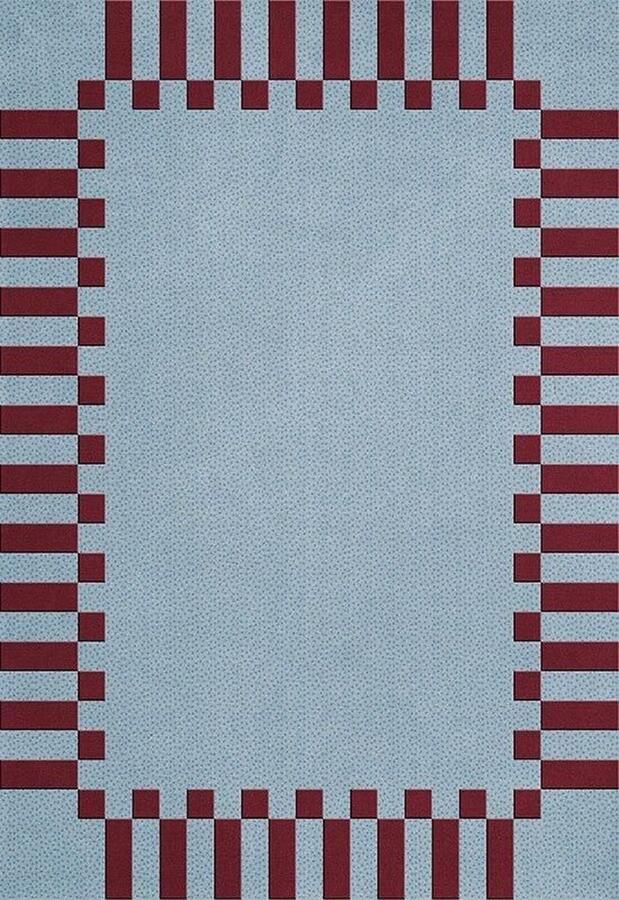 Layered Teklan Frame Mulberry Sky Vloerkleed 180 x 270 cm Blauw Rood Rectangular Wol Eetkamer Woonkamer Slaapkamer Geometrisch Modern