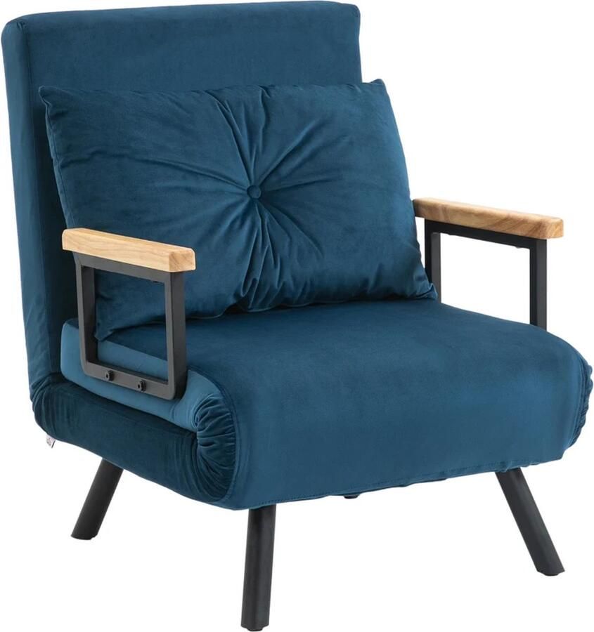 GranMaison Slaapstoel Uitklapbaar Slaapbank Logeerbed Zetelbed Slaapfauteuil Vouwbed 1 persoons Zeer comfortabel Blauw - Foto 3